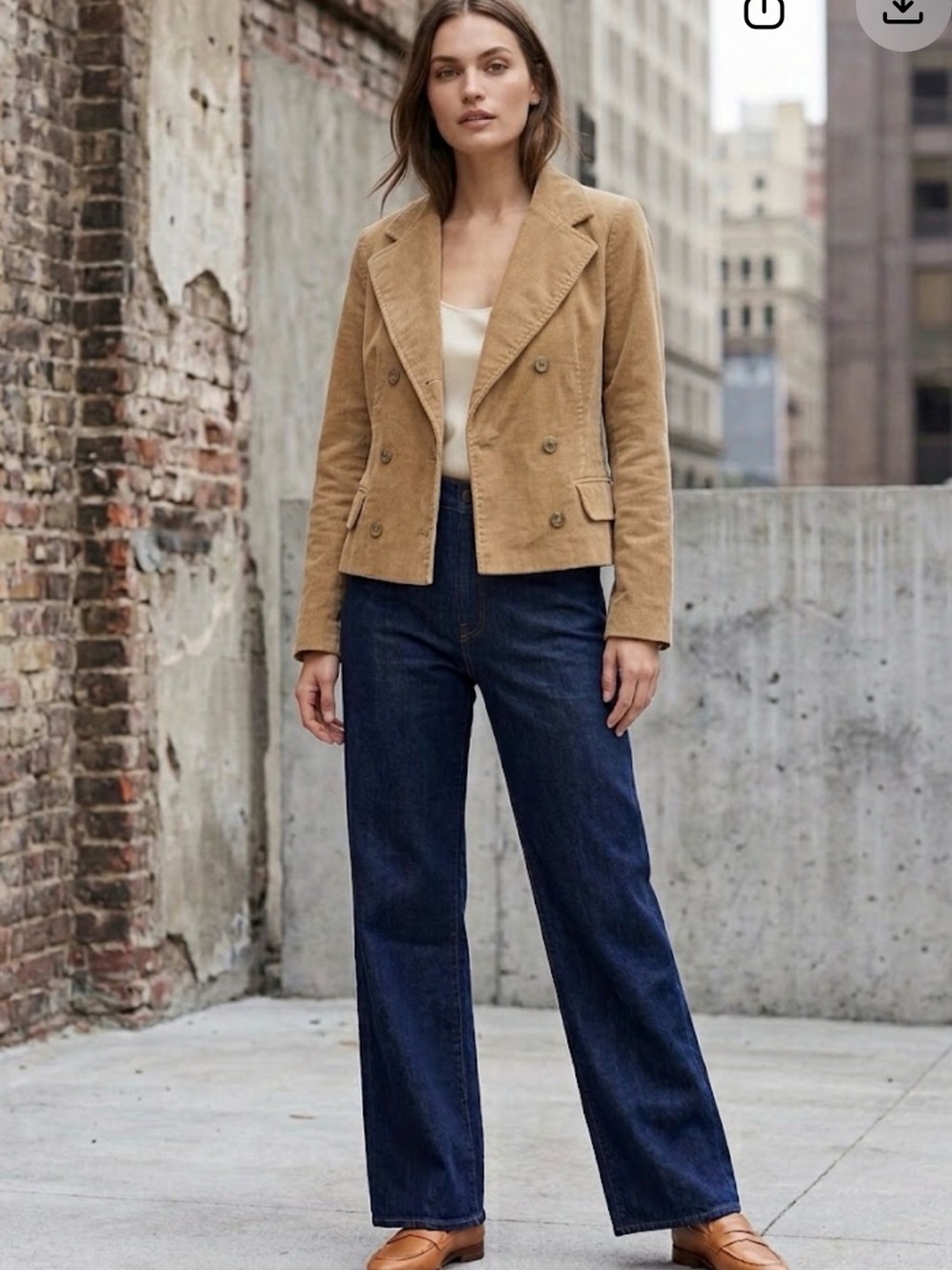 Tsumori Chisato Tan Corduroy Double Breasted Blazer Jacket Size S